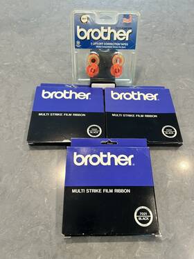 3010 Brother 012502020028 Lot 3 Black Multi Strike Film Ribbon 7021 And 1 Correction Tape 3010 Brother 012502020028 Lot 3 Black Multi Strike Film Ribbon 7021 And 1 Correction Tape
