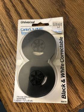 65675 Dennison Carters X-pert Typewriter Ribbon Black And White Correction Tape 1/2 Inch X 8 Yds