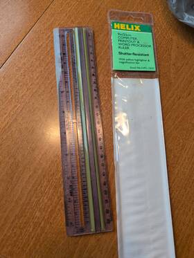 12631 Helix 6each 9 Inch Computer Printout Ruler W Highlighter And Magnification