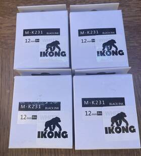 M-k231 Ikong Lot Of 4 New Sealed 12mm Black Ink Typewriter Tape
