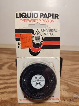 70564-02443 Liquid Paper Vintage 1978 Nylon Typewriter Ribbon On 2-1/8 Inch Spool - Black