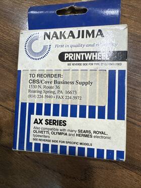 Nakajima X033 Letter Prestige Elite 12 Print Wheel For Ax Series Typewriter New