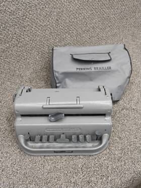 258126 Perkins Brailler Braille Typewriter With Case Model Clean And Working 258126 Perkins Brailler Braille Typewriter With Case Model Clean And Working