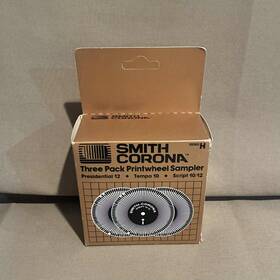 59360 Smith Corona New 3 Pack Printwheel Sampler Presidential Tempo Script H 59360 Smith Corona New 3 Pack Printwheel Sampler Presidential Tempo Script H