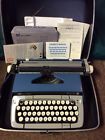 Smith Corona Vintage Scm Galaxie Twelve Portable Blue Typewriter Case