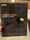 Epson SO445596 Metallic Photo Paper Luster 8.5" X 11" 25 Sheets New Sealed. Fixed Price $26.99.