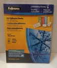 Fellowes Self Adhesive Laminating 12"L X 9.25"W 50 Sheets- New Sealed. Fixed Price $34.99.