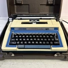 Vintage Smith Corona Super Sterling Portable Typewriter W/ Case. Blue White 3LRJ. Fixed Price $75.00.