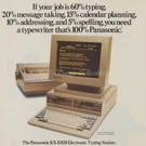 1985 Panasonic KX-E828 Electronic Typing Station Secretary Photo Decor Print Ad. Fixed Price $14.99.