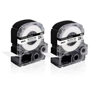 2PK Black White Tape Compatible With Epson LW-700 LK-6WBN Kingjim SS24KW 1". Fixed Price $9.99.