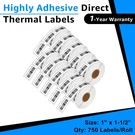 10ROLLS 30347 Book Spine Labels 1" 1-1/2" For Dymo Labelwriter 450 4XL & Zebra. Fixed Price $42.09.