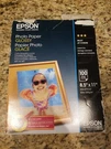 Epson Glossy Photo Paper, 8.5 11, White, 100/PACK *open-box/new*. Fixed Price $40.36.