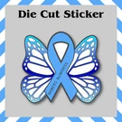 Diabetes Awareness Butterfly Sticker, Blue Ribbon, Contour-cut Vinyl Print Decal. Fixed Price $7.08.