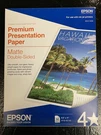 Epson Presentation Paper Matte Double Sided 8.5X11 50 Sheets 47 Lb 9.7 Mil Ink. Fixed Price $9.88.