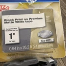 Brother TZE-M251 Label Maker Tape 1" Black Print On Premium Matte White Lot Of. Fixed Price $45.00.