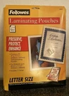 Laminating Pouches Fellowes 8.5" X 11" Letter Size. Fixed Price $9.99.