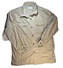 Vtg Travel Smith Mens Tan Khaki Safari Utility Bush Cargo Shirt Jacket Large Euc. Fixed Price $42.00.