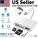 Usb 3 In 1 Hub Converter Type-c Adapter Sd Card Reader For Macbook Pro Laptop. Fixed Price $6.99.