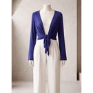 Alo Yoga Tied Front Long Sleeve Drape Women's Royal Blue Cardigan Sweater. Fixed Price $29.00.