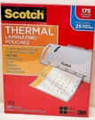 3M Scotch Thermal Laminating Pouches, 8.9"X 11.4", Letter Size, 175. Fixed Price $21.95.