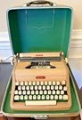 1957 Royal Mcbee Speed King Portable Typewriter Tan Hammered Metal W/case. Fixed Price $100.00.