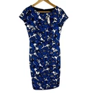 Talbots Royal Blue & Black Floral Stretchy Short Sleeve Shift Dress Size 2. Fixed Price $26.64.