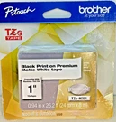 Brother TZEM251 Black Print On Premium Matte White Laminated Tape P-touch 1" New. Fixed Price $12.97.