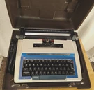 Vintage Smith Corona Super Sterling Typewriter Blue White 3LRJ With Hard Case. Fixed Price $89.80.