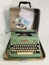 Green Royal Quiet Deluxe Manual Portable Typewriter With Tweed Carry Case Works. Fixed Price $420.00.