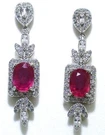 Natural 7X5 Ruby White Topaz Stud Post Sterling Dangle Earring EBS1789/121423. Fixed Price $159.99.