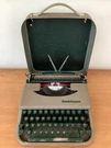 1950S Smith-corona Skywriter Typewriter With Steel Case Green Keys Works. Fixed Price $79.49.