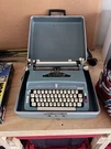 Vintage Brother De Luxe 900 Elite Portable Typewriter Baby Blue With Hard Case. Fixed Price $125.00.
