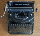 1934 Underwood Noiseless Portable Typewriter Gloss Black, Case, Silver Lettering. Fixed Price $139.99.